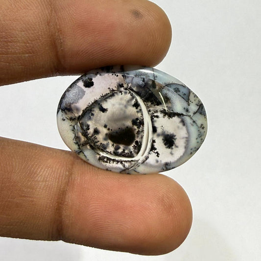Dendritic opal oval Cabochon, Natural Loose Gemstone, Scenic opal Stone, Jewelry Making Stone, Designer Cabochon,(29x26x3mm,15.5 cts )