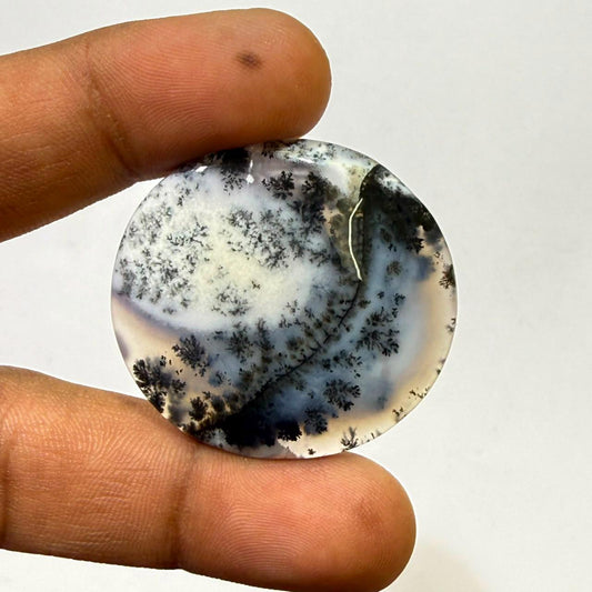Natural Dendritic opal oval Cabochon Loose Gemstone, Scenic Moss opal Stone, Landscape for Jewelry Making, Collector Gem (36x34x5mm,49)
