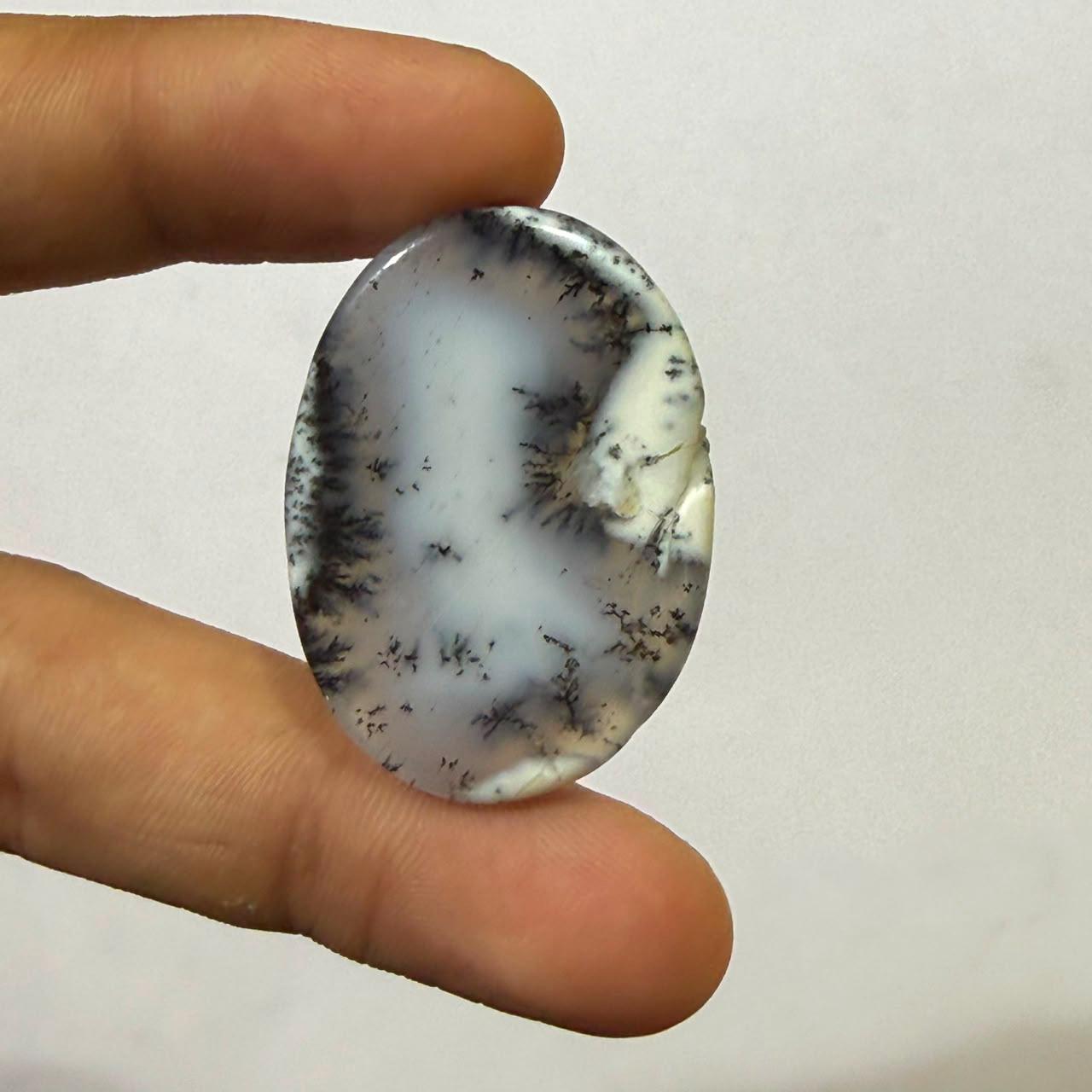 Natural Dendritic Opal Oval Cabochon Loose Gemstone, Scenic Dendritic Opal Stone, Landscape Opal for Jewelry Making, ( 36.5x26x6.5mm,50 cts)
