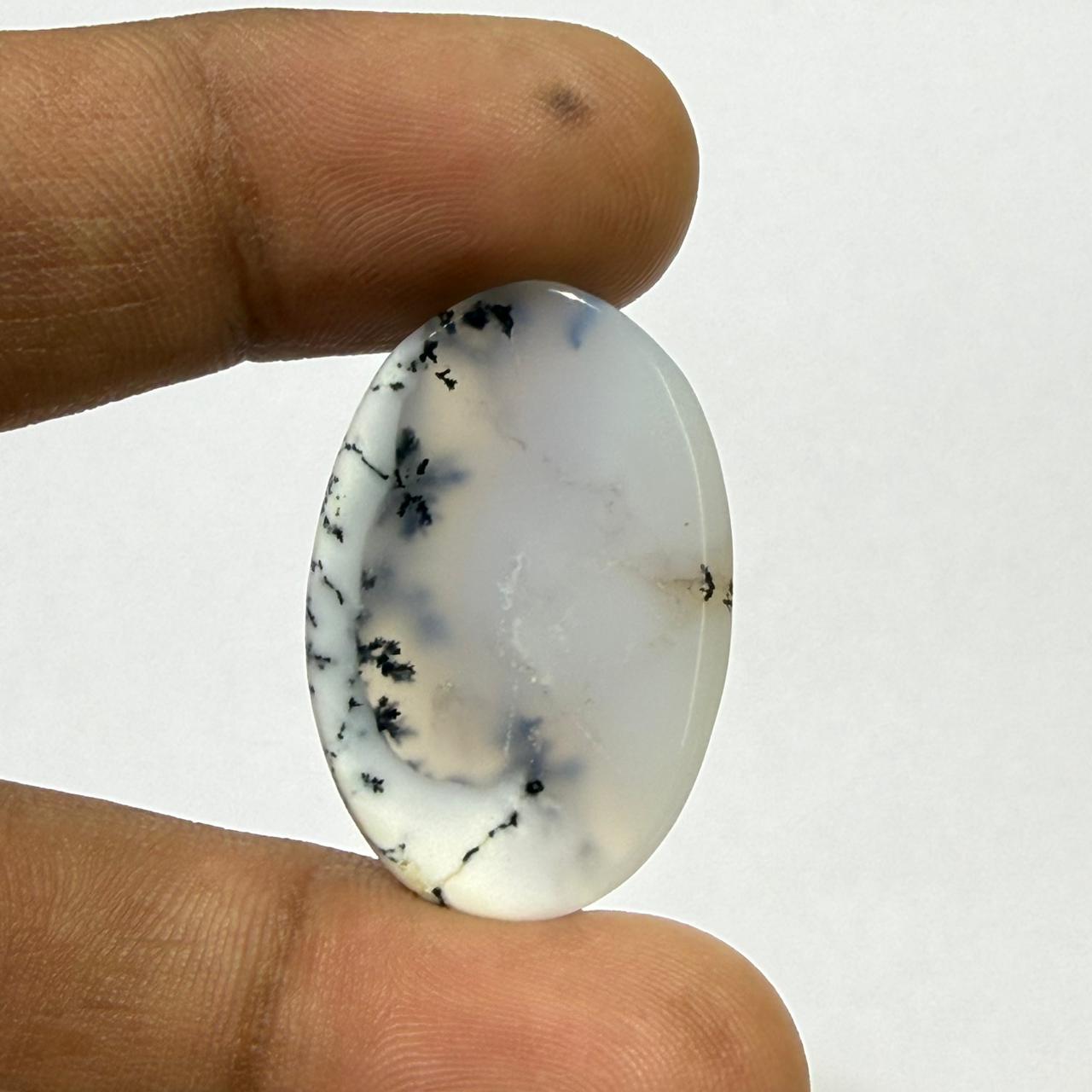 Natural Dendritic opal Cabochon Oval Loose Gemstone, Scenic Moss Agate Stone for Jewelry Making, Wire Wrapping Gift (30x19.5x5 mm, 24 cts)