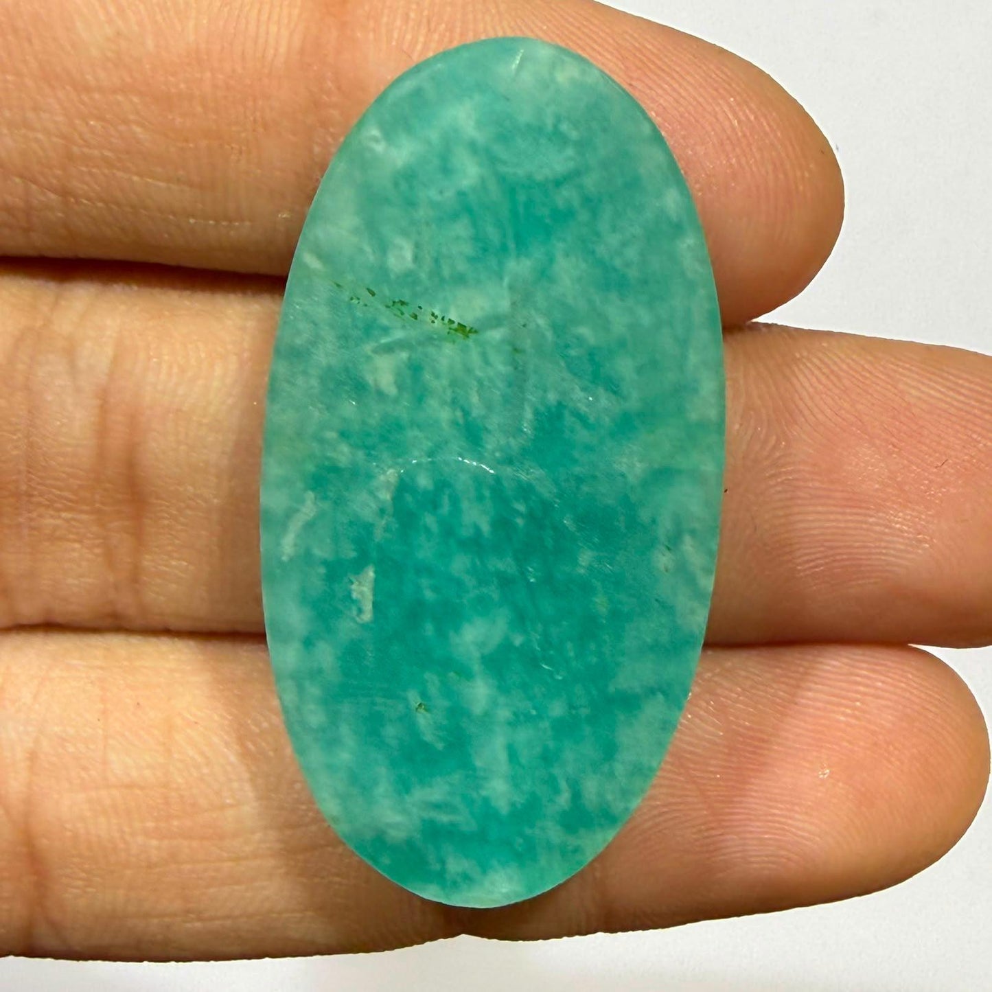 Natural Blue Green Amazonite Oval Cabochon, 37.5x19x6mm, 43cts, Loose Gemstone for Jewelry Making