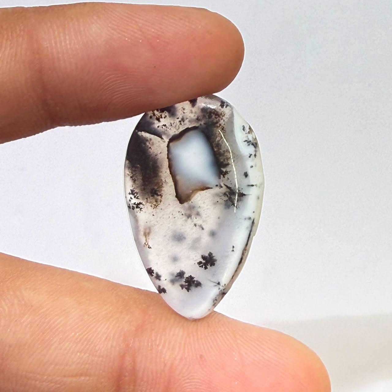 Natural Dendritic Opal Pear Cabochon Loose Gemstone, Scenic Dendritic Opal, Teardrop Landscape Opal for Jewelry Making, (31x18x4mm,15cts)