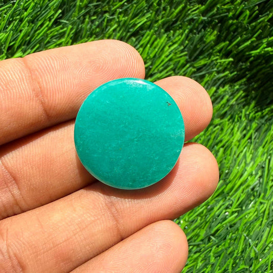 Natural Green Aventurine Round Cabochon | Large Round Loose Gemstone | Smooth Polished Dome Cab | Jewelry Making Stone (24x7 mm, 36cts)