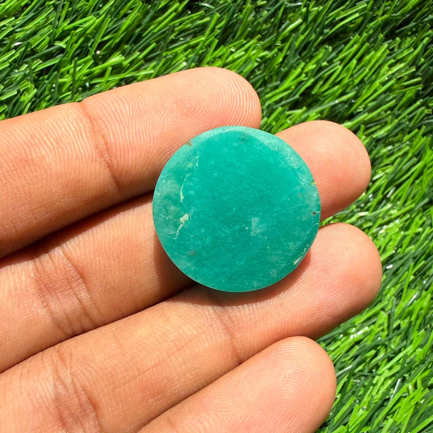 Natural Green Aventurine Round Cabochon, 24x7 mm, 36cts, Loose Gemstone for Jewelry Making