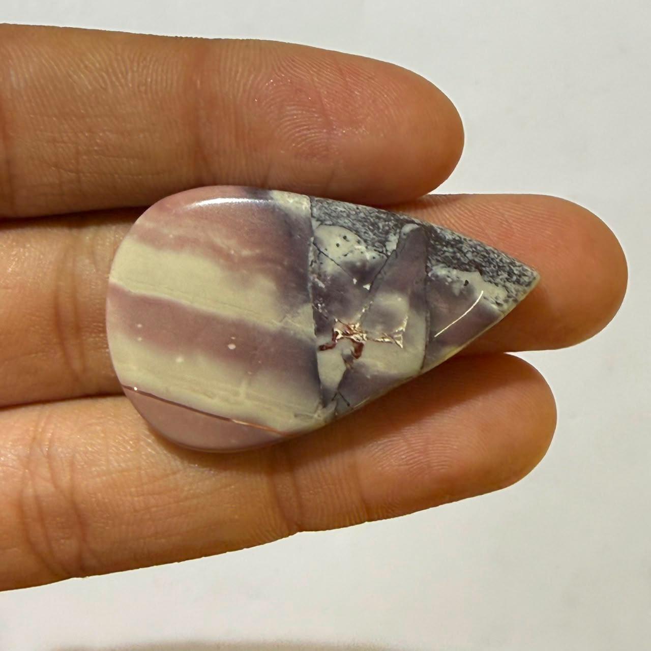 Natural Tiffany Jasper Pear Cabochon Loose Gemstone, Purple Tiffany Stone, Designer Jasper for Jewelry Making, (40x24x5mm,39cts)
