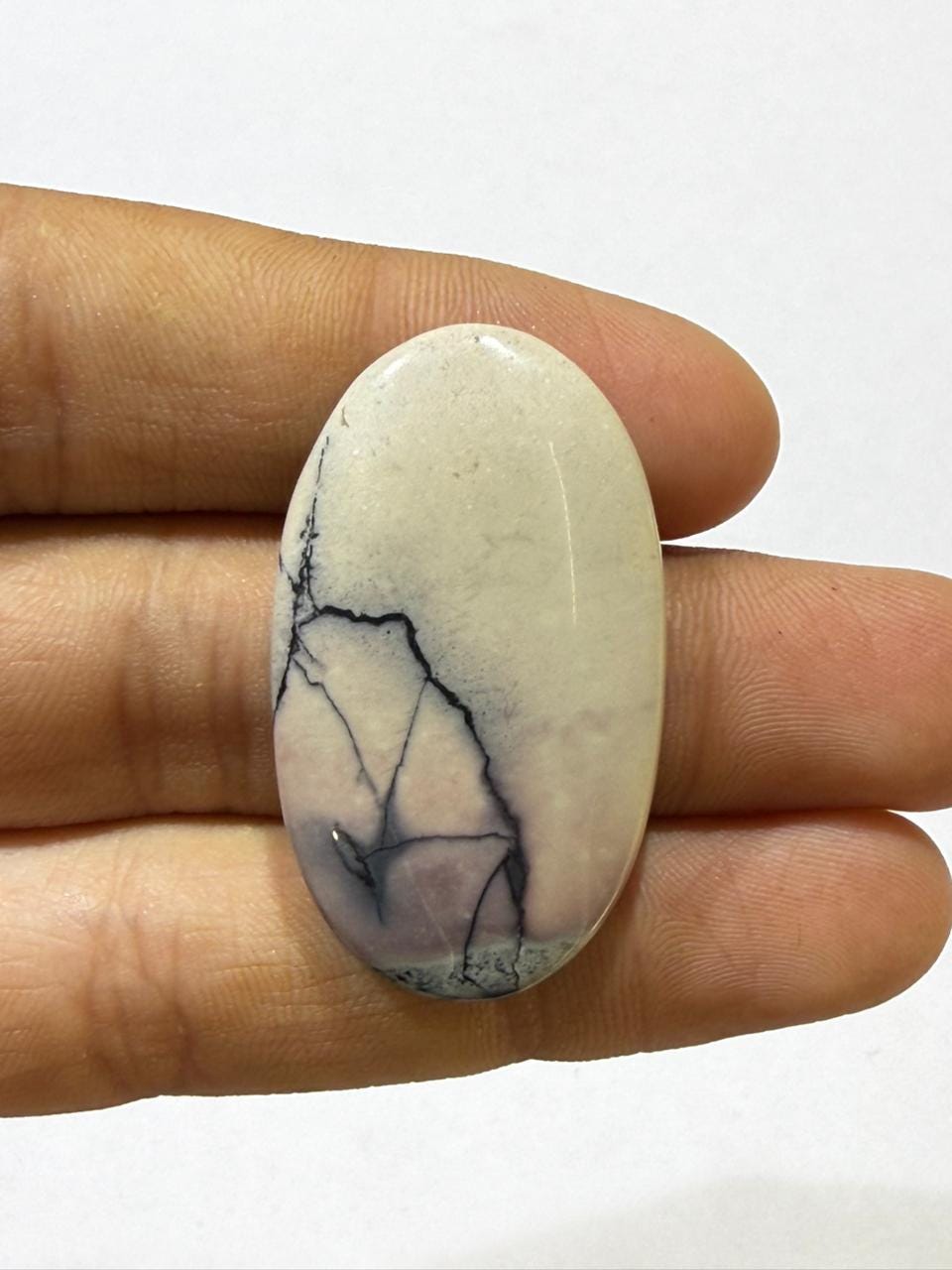 Natural Tiffany Stone Oval Cabochon, Purple White Tiffany Jasper Loose Gemstone, Designer Jewelry Making Stone,(37x21.5x5mm 41cts)