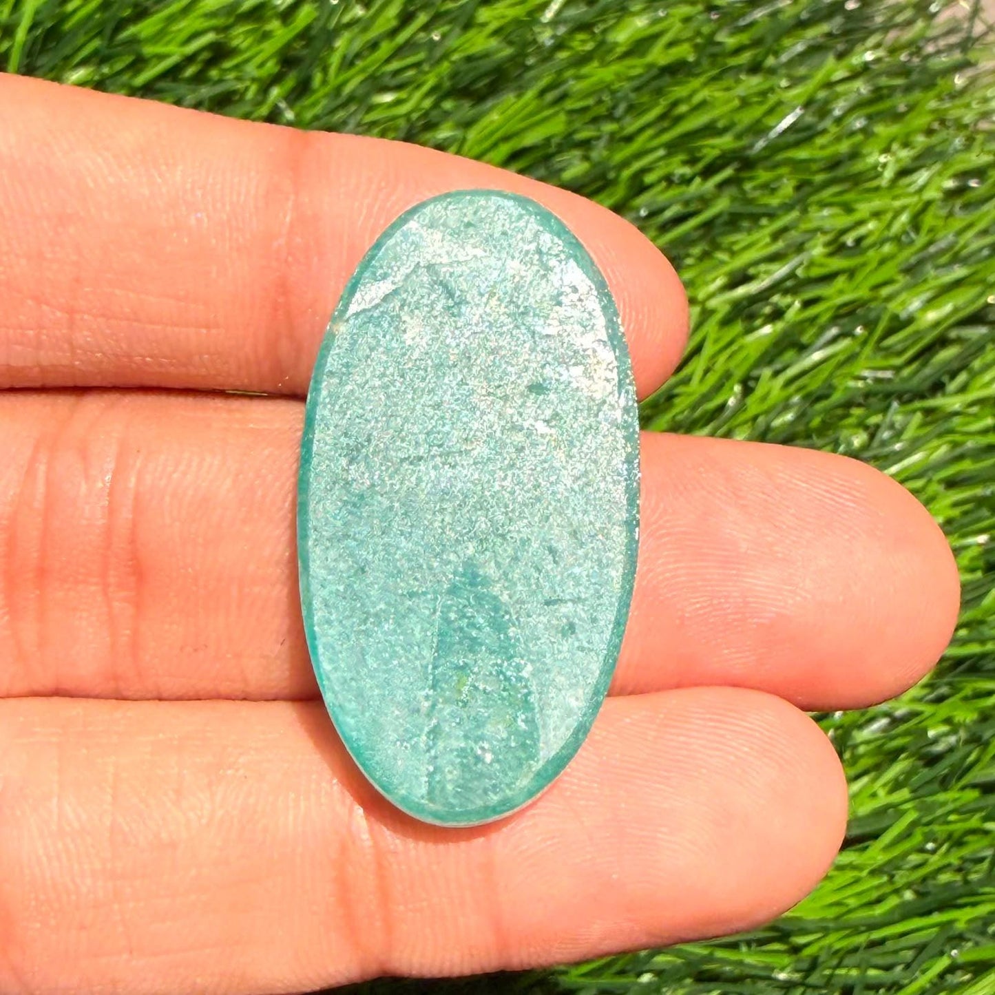 Natural Blue Green Amazonite Oval Cabochon, 34x18x6.5mm, 38cts, Loose Gemstone for Jewelry Making