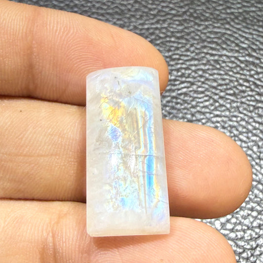 Natural Rainbow Moonstone Rectangle Blue Flash Moonstone Loose Gemstone, Rainbow Moonstone for Ring Pendant Jewelry Making (28x11.5x8,28cts)