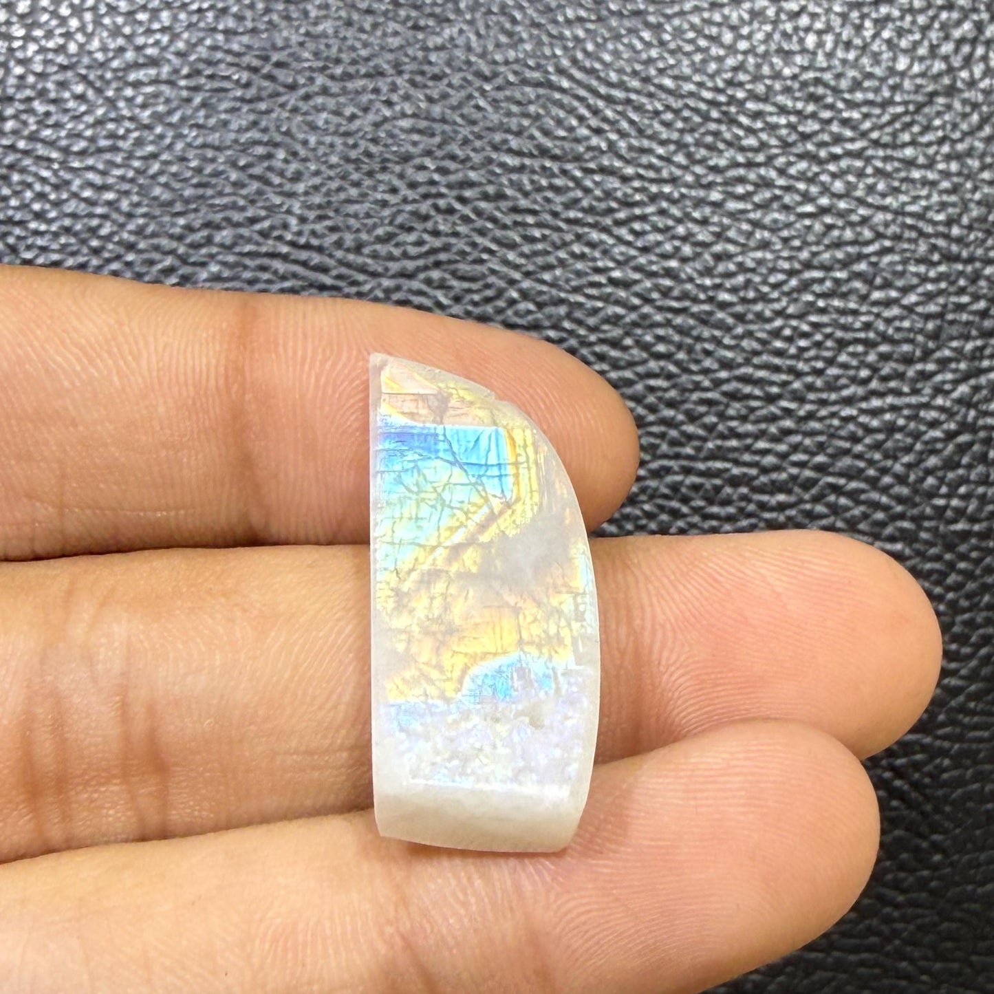 Natural Blue Rainbow Moonstone Cabochon, 31x11.5x7mm, 23cts, Loose Gemstone for Jewelry Making
