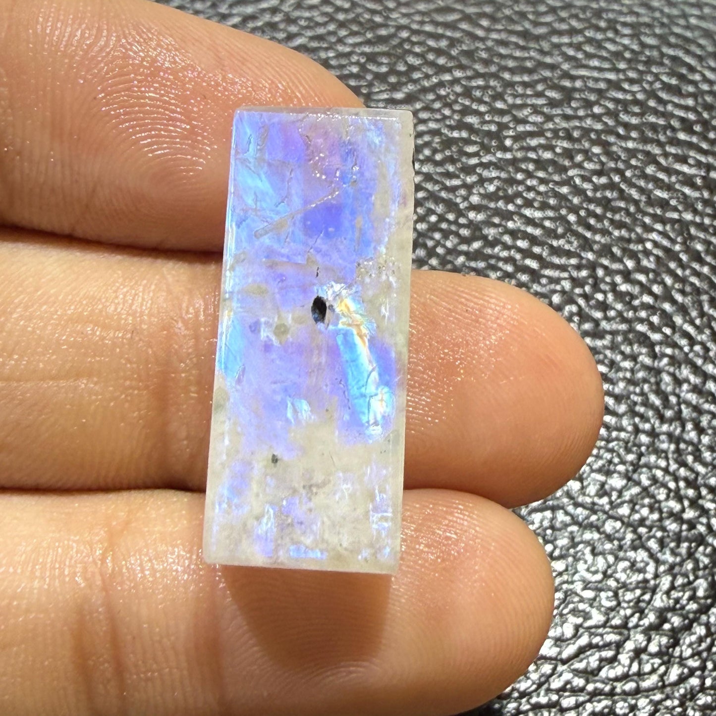 Natural Blue Rainbow Moonstone Rectangle Cabochon, 25x10x7mm, 26cts, Loose Gemstone for Jewelry Making