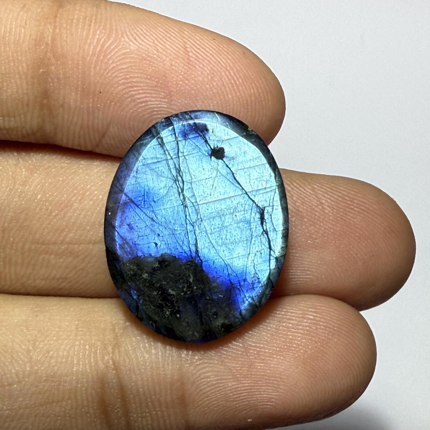 Natural Blue Labradorite Oval Cabochon, 2x17x5.5mm, 18cts, Loose Gemstone for Jewelry Making
