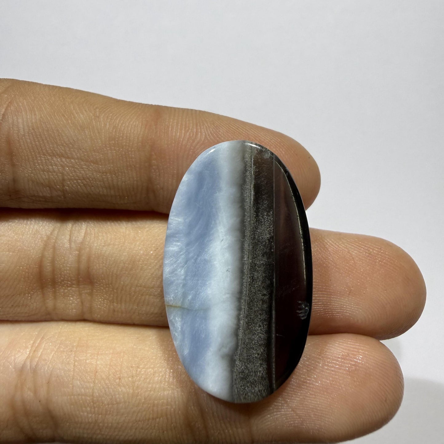 Natural Blue Opal Cabochon 31x18x6mm, 27 Ct Blue Opal Gemstone, Oval Loose Cabochon for Jewelry Making, Pendant & Ring