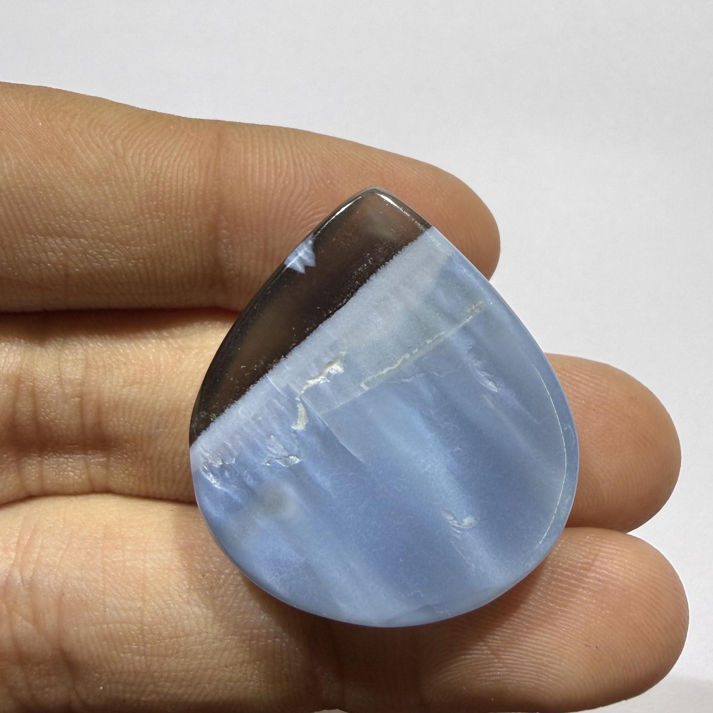 Natural Blue Opal Cabochon 31x27x7mm, 38 Ct Blue Opal Gemstone, Large Oval Loose Stone for Jewelry Making, Pendant & Ring