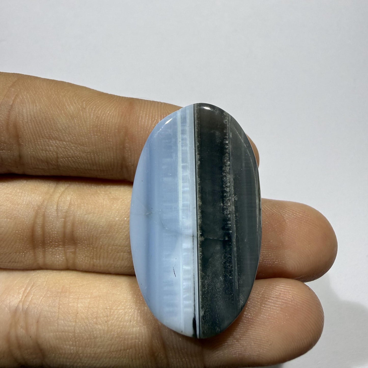 Natural Blue Opal Cabochon 34.5x20mm, 41 Ct Blue Opal Gemstone, Oval Loose Cabochon for Jewelry Making, Pendant & Ring