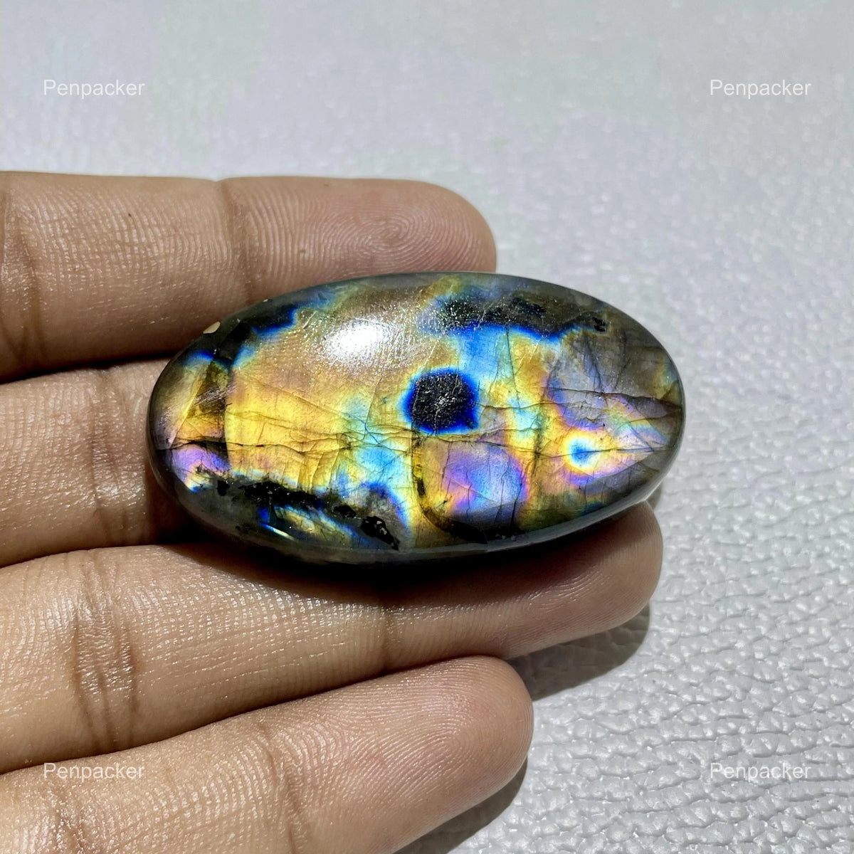 AAA Multicolor Labradorite Cabochon: Oval Madagascar Gemstone