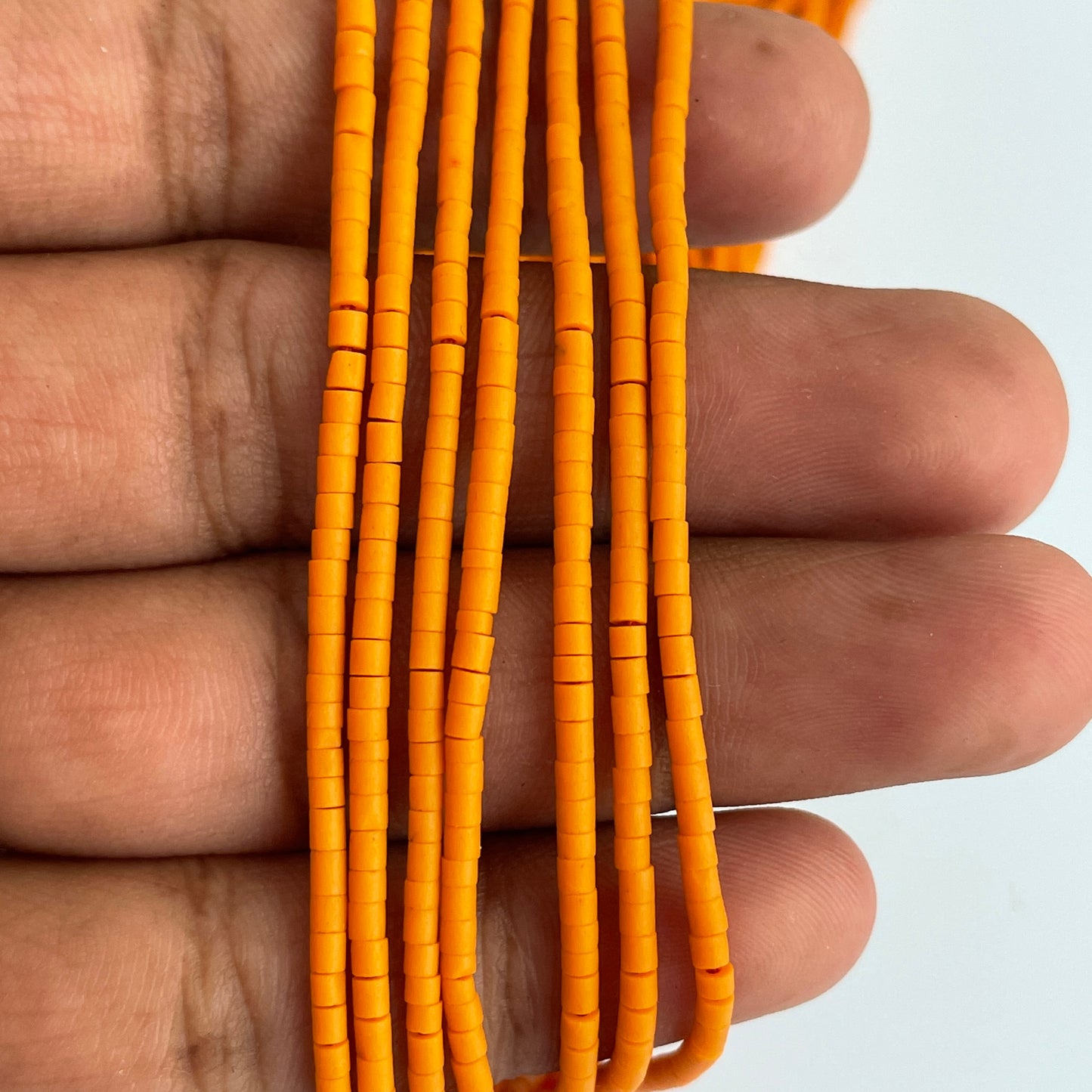 Yellow Color Coral Plain Round Heishi Beads (Lab-Created)