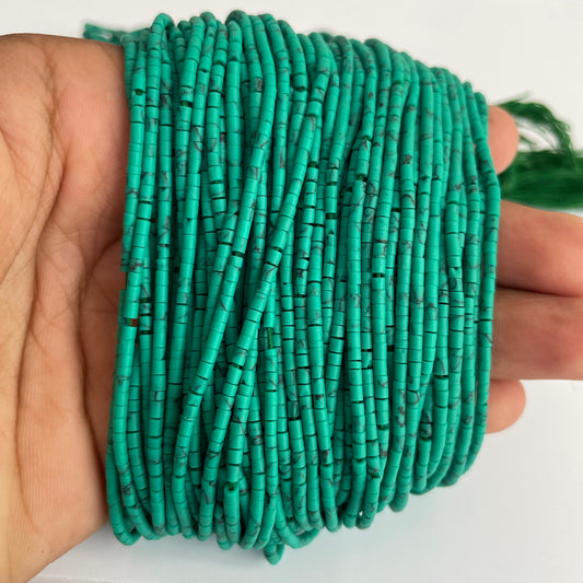 Green Malachite Plain Round Heishi Beads (Lab-Created)