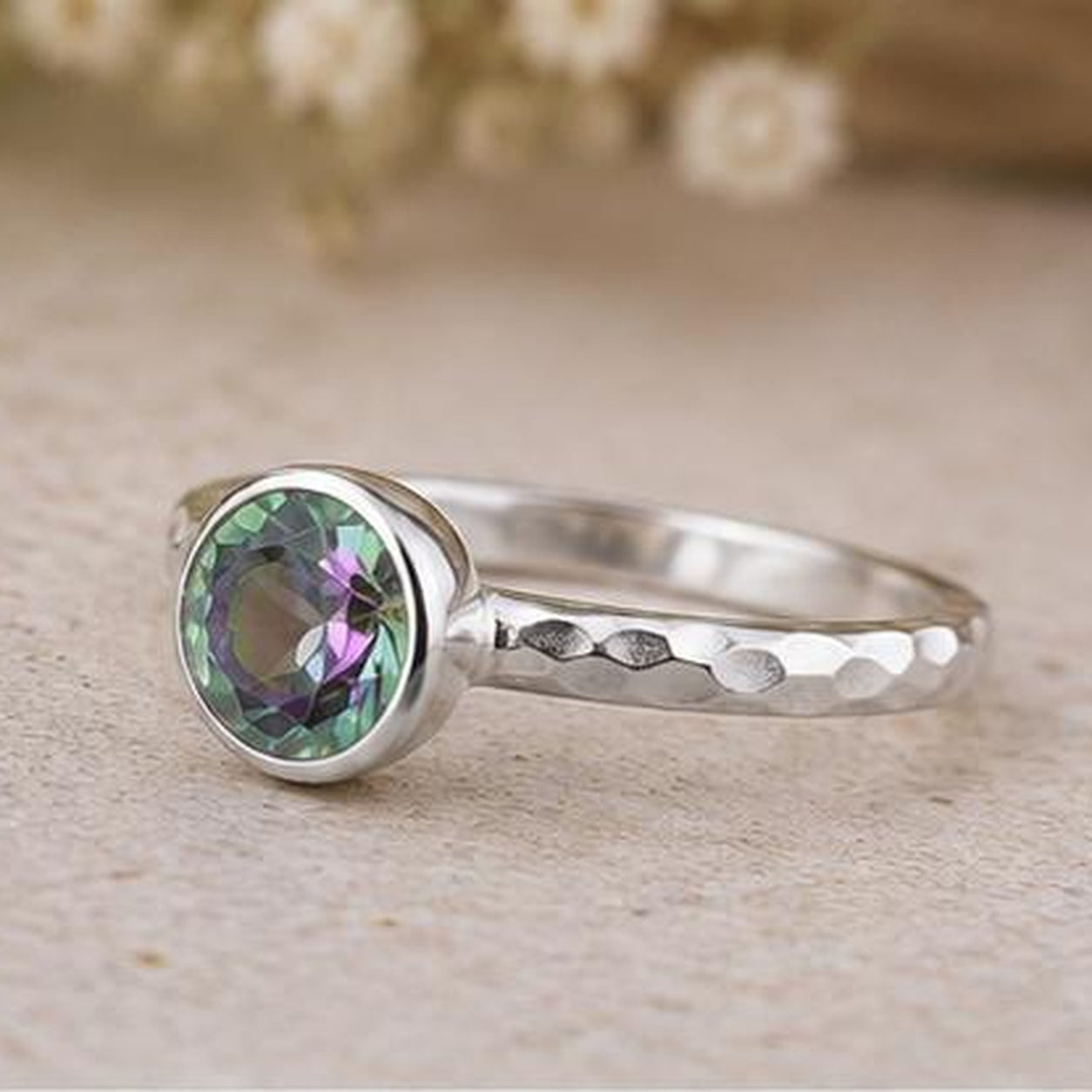 Natural Mystic Topaz Ring, 925 Sterling Silver Ring, Engagement Ring, Anniversary Ring, Wedding Ring, Vintage Ring, Handmade Jewellery
