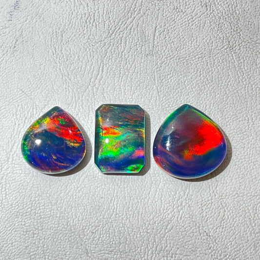 Aurora opal Rainbow Doubled Cabochon (Lab-Created)