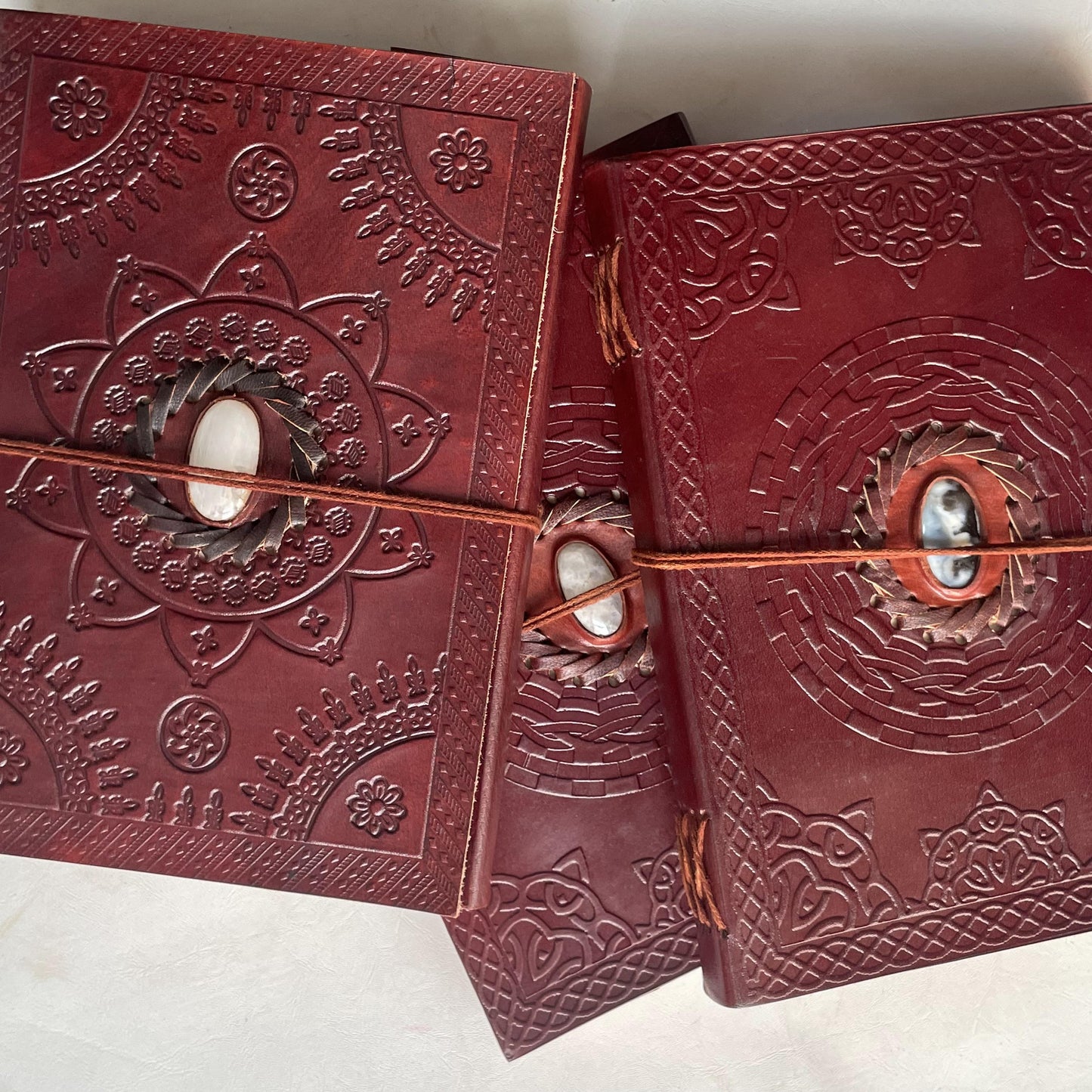 Embellished Leather Diary in a Compact 7x10 Inch Size" With Natural Gemstone