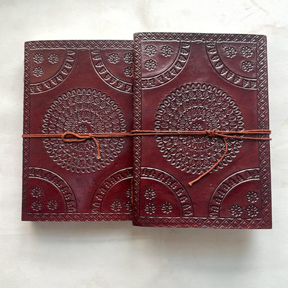 Embellished Leather Diary in a Compact 7x5 Inch Size" With Natural Gemstone