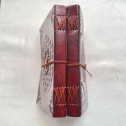Embellished Leather Diary in a Compact 7x5 Inch Size" With Natural Gemstone