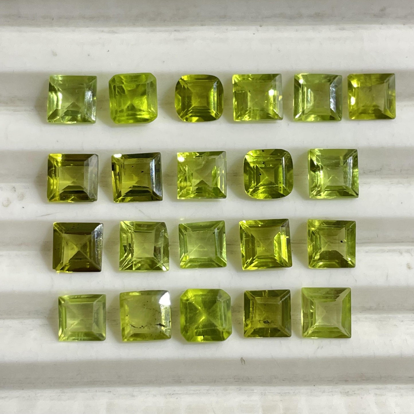 Natural Peridot 5 mm Square Faceted Gemstone (Natural)