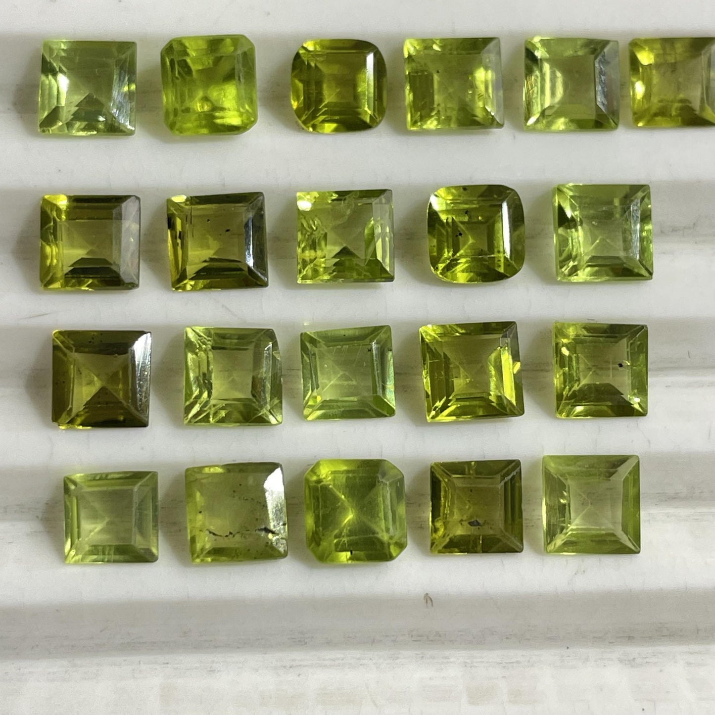 Natural Peridot 5 mm Square Faceted Gemstone (Natural)