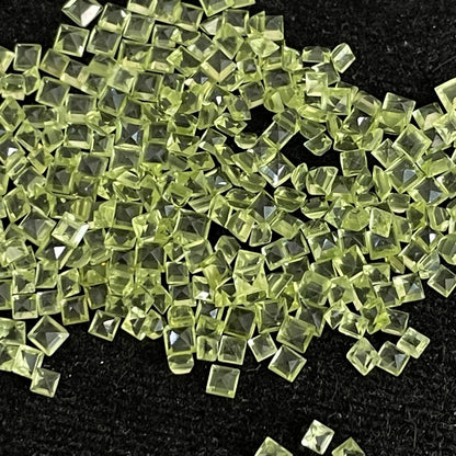 Natural Peridot 2-2.5mm Square Faceted Gemstone (Natural)