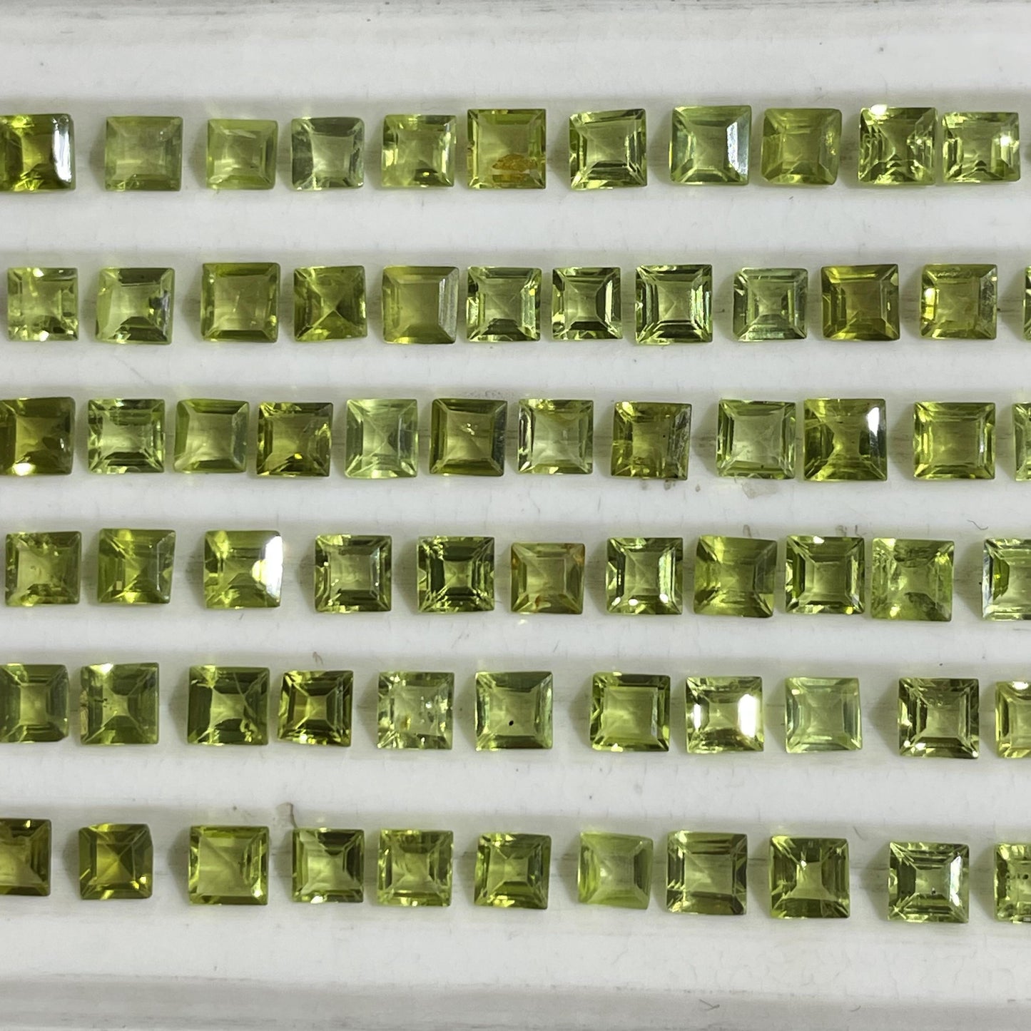 Natural Peridot 4-4.5 mm Square Faceted Gemstone (Natural)