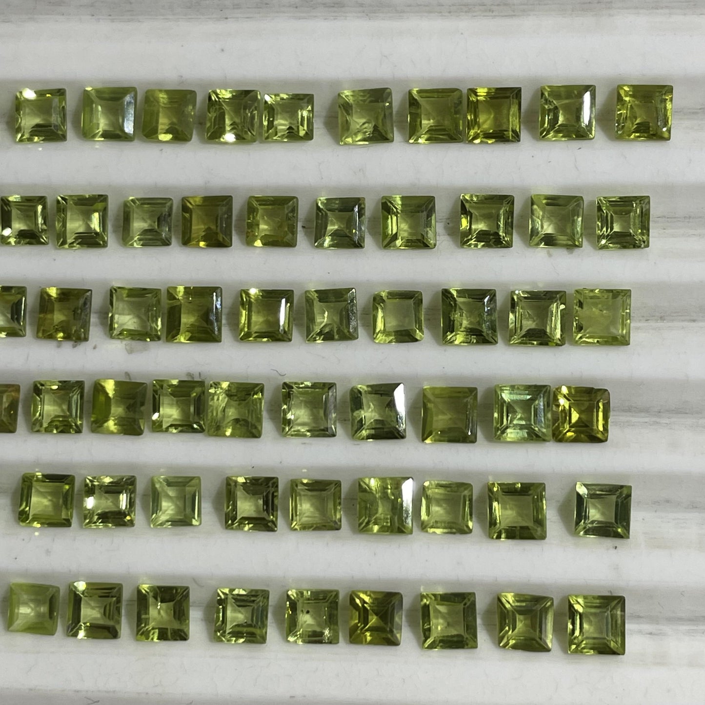 Natural Peridot 4-4.5 mm Square Faceted Gemstone (Natural)