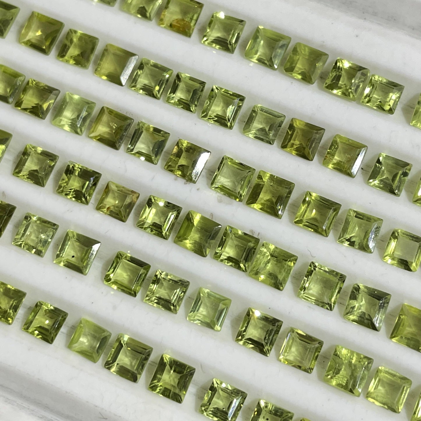 Natural Peridot 4-4.5 mm Square Faceted Gemstone (Natural)