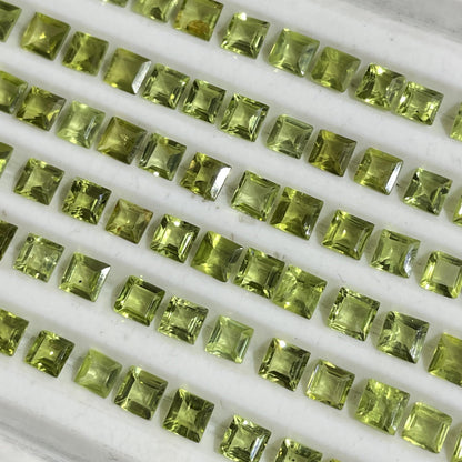 Natural Peridot 4-4.5 mm Square Faceted Gemstone (Natural)