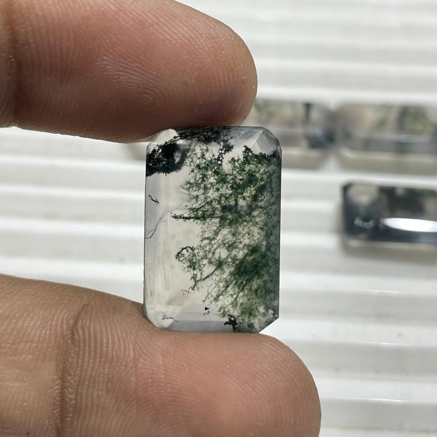 Natural Moss Agate Emerald Cut (Natural)