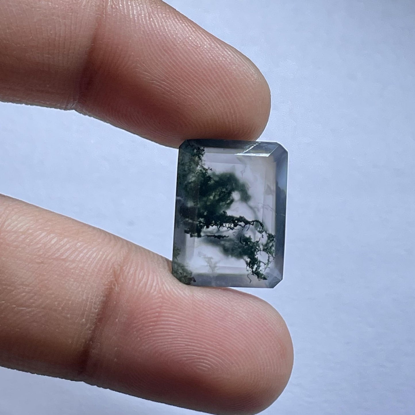 Natural Moss Agate Emerald Cut (Natural)