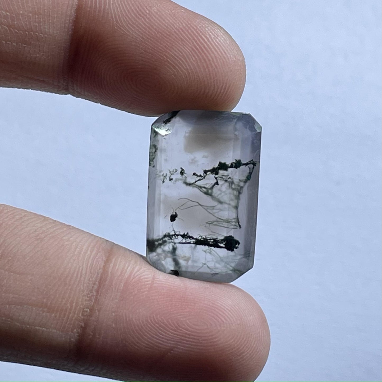 Natural Moss Agate Emerald Cut (Natural)