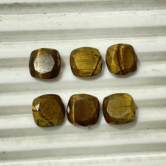 Natural Tiger's Eye 10 mm Cushion Faceted (Natural)