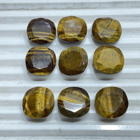 Natural Tiger's Eye 16 mm Cushion Faceted (Natural)