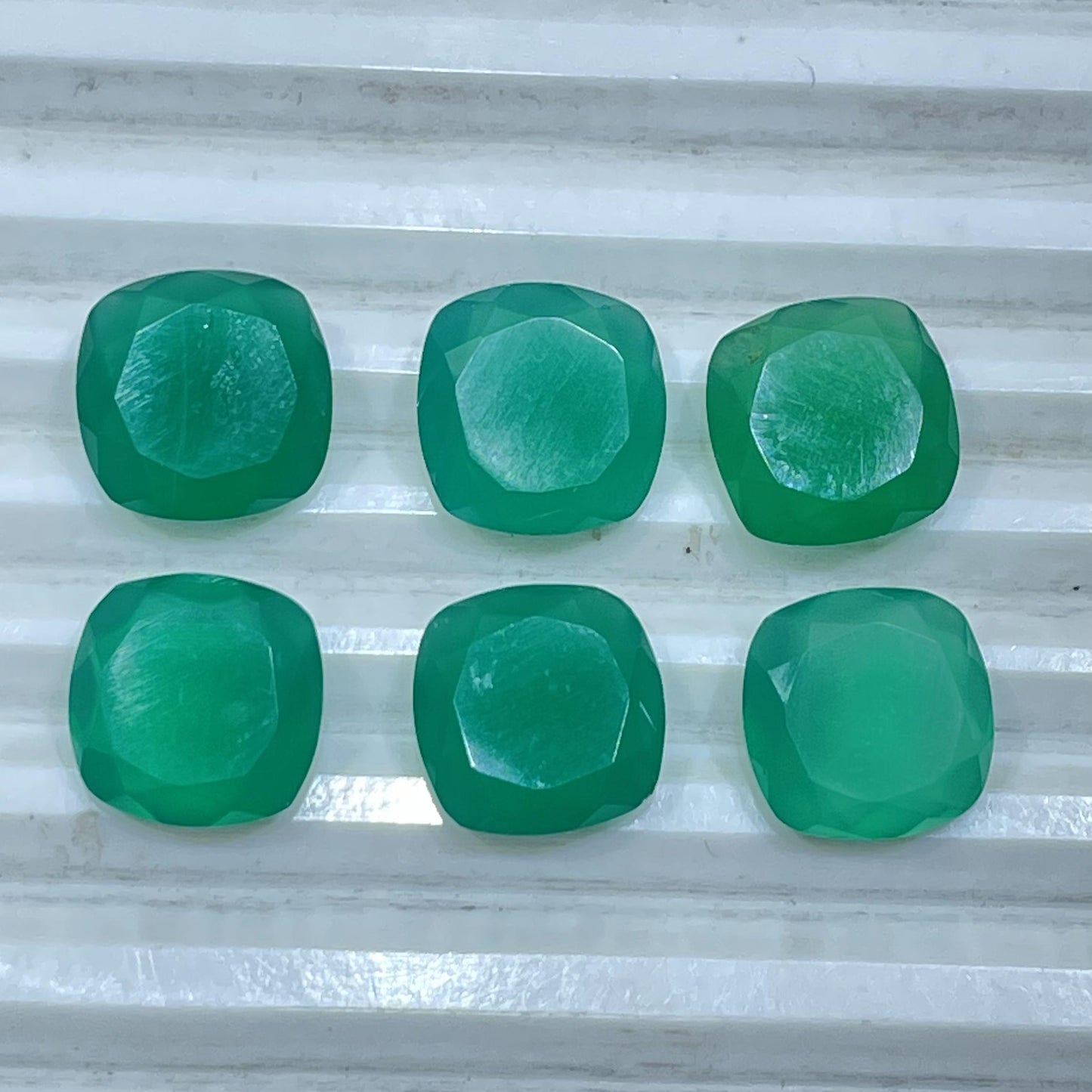 Natural Green Onyx 12 mm Cushion Shape Faceted