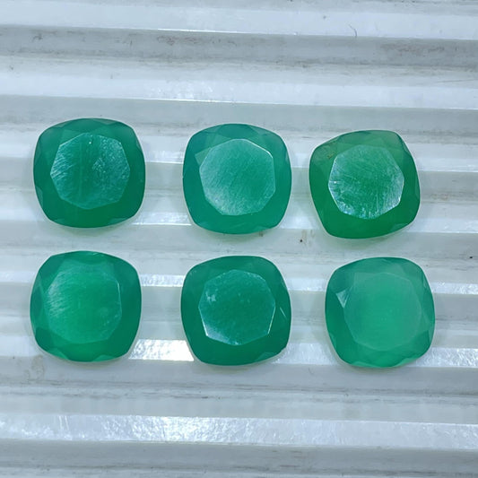 Natural Green Onyx 12 mm Cushion Shape Faceted (Natural)