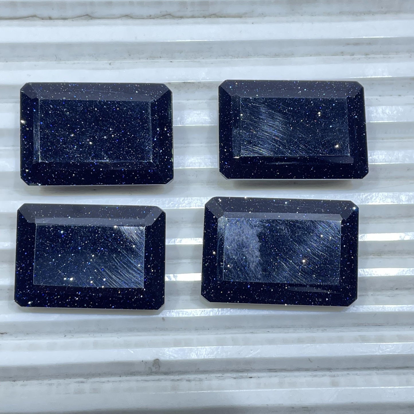 Natural Blue Goldstone 20x30 mm Baguette Shape Faceted