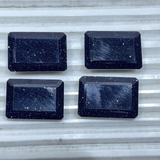 Blue Goldstone 20x30 mm Baguette Shape Faceted (Lab-Created)