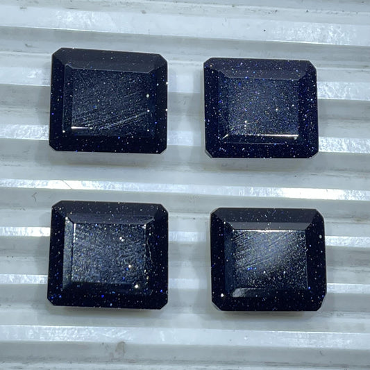 Blue Goldstone 15x17 mm Baguette Shape Faceted (Lab-Created)