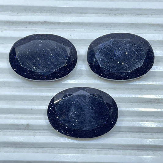 Blue Goldstone 25x35 mm Oval Shape Faceted (Lab-Created)