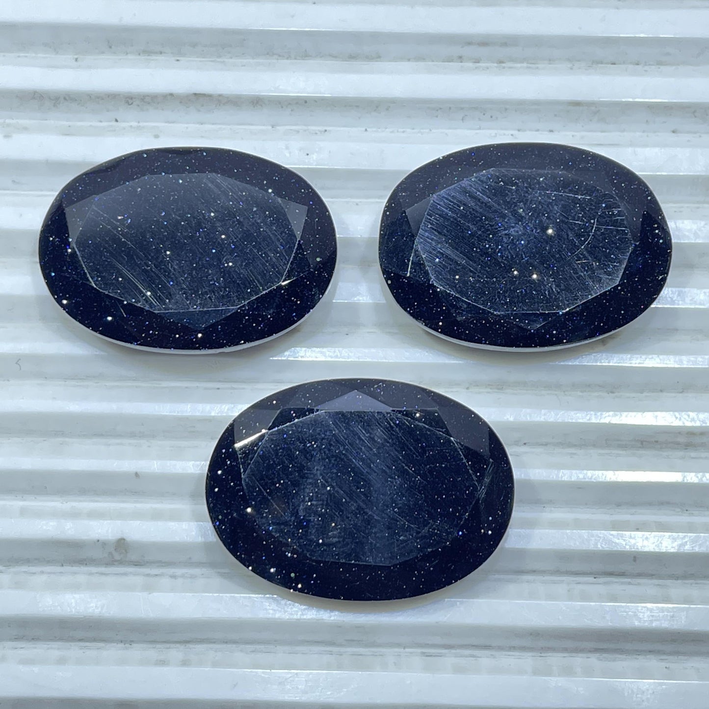 Blue Goldstone 25x35 mm Oval Shape Faceted (Lab-Created)