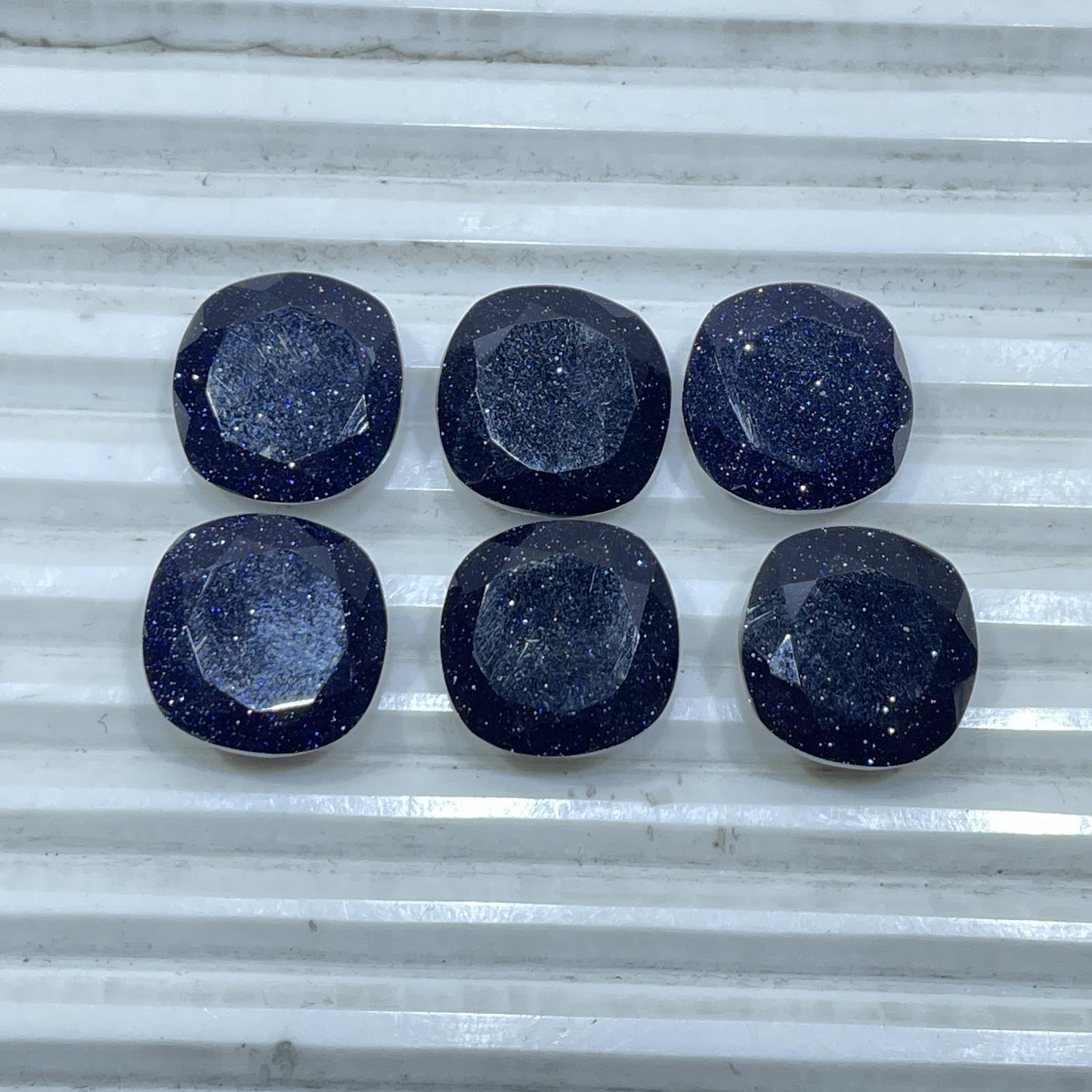 Natural Blue Goldstone 16 mm Cushion Shape Faceted