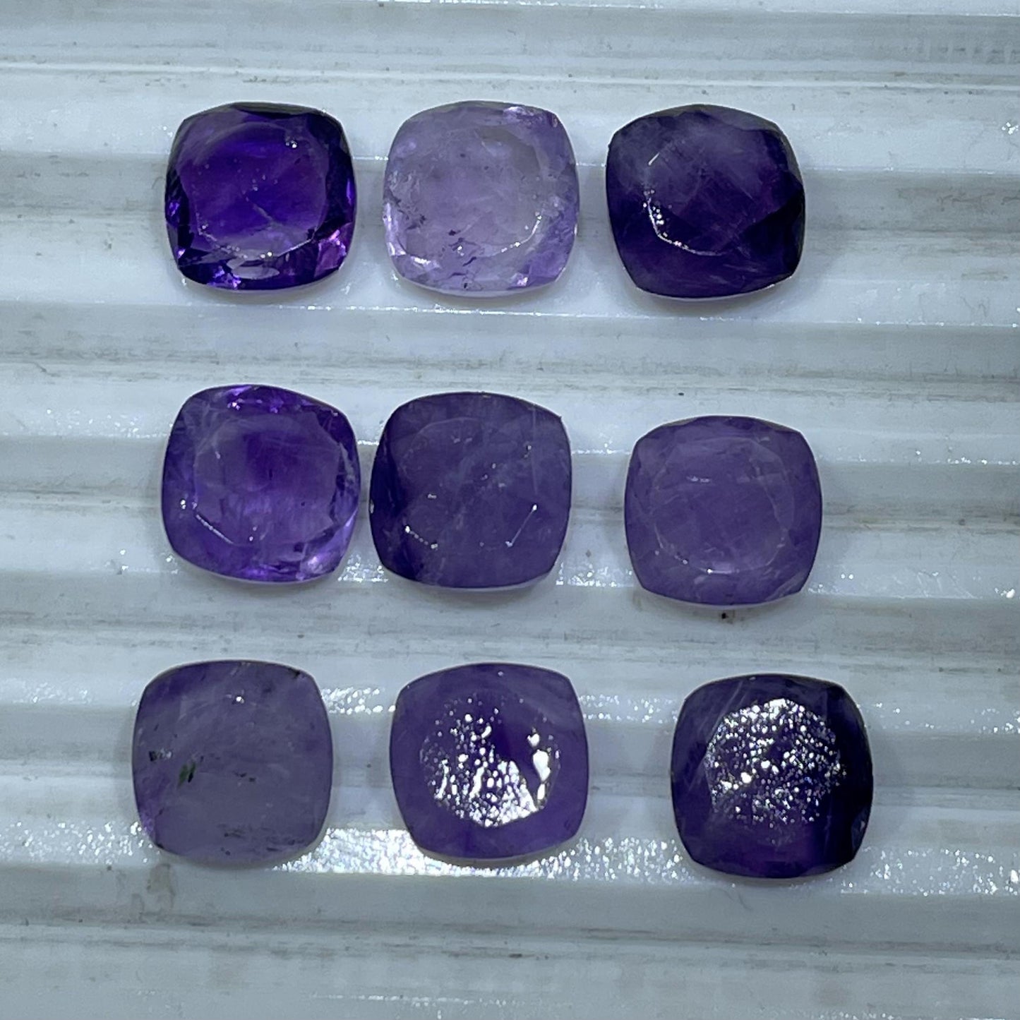 Natural Amethyst 10 mm Cushion Shape Faceted (Natural)
