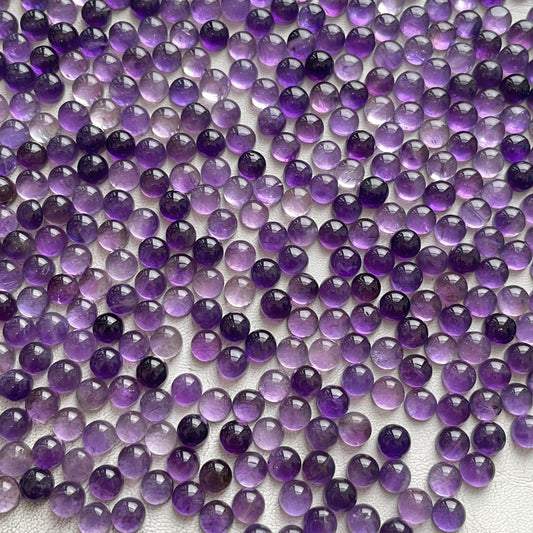 Natural Purple Amethyst 7 mm Round Cabochon  (Natural)