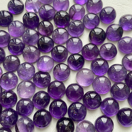 Purple Amethyst 14 mm Round Cabochon (Natural)