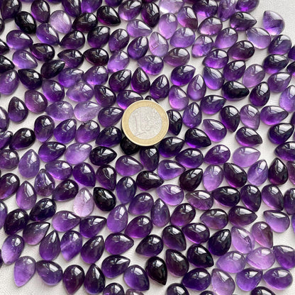 Natural Purple Amethyst 10x14 mm Pear Cabochon (Natural)